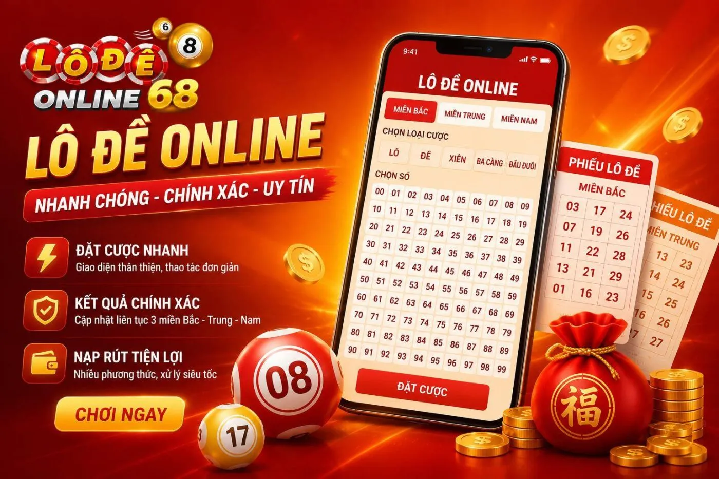 Lô đề Red88 với đầy đủ các hình thức cược như lô 2 số, đề, xiên, đầu đuôi và ba càng